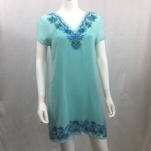 UEC Turquoise Marciano double layer shift dress medium